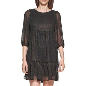 Calvin Klein-Empire Waist Shimmery Chiffon Shift Dress Sizes 8, 12